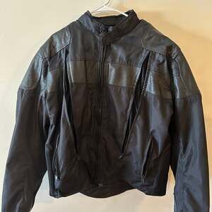 NexGen Men's SH2177 Black Leather and Textile Vented Racer Jacket